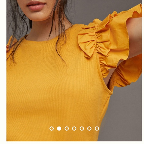 By Anthropologie Woven Ruffle Top - Picture 2 of 7